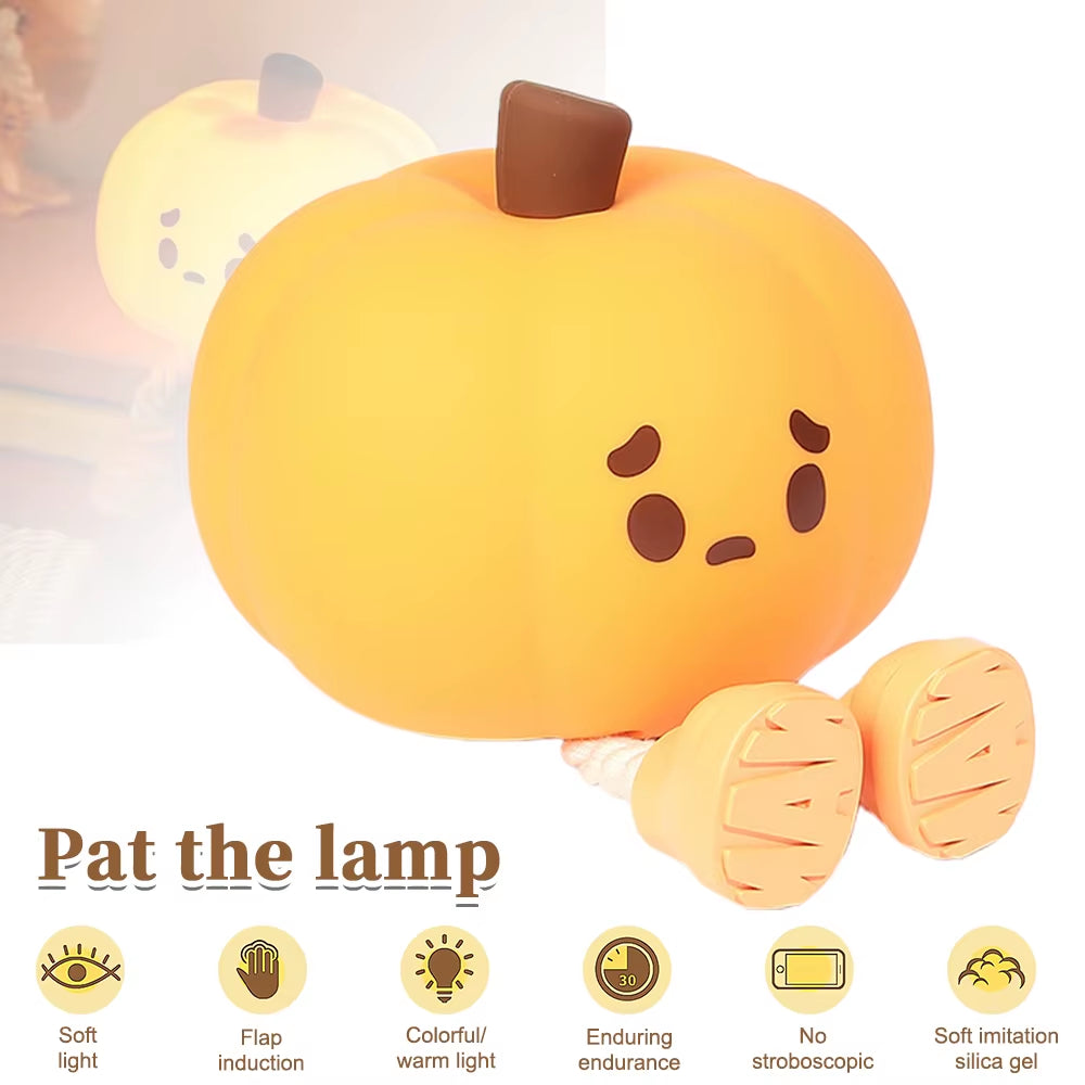 Night Light Cute Lamp Pumpkin Touch Sensor Lamp Christmas Night Lamp Silicone LED Rechargeable Lamp