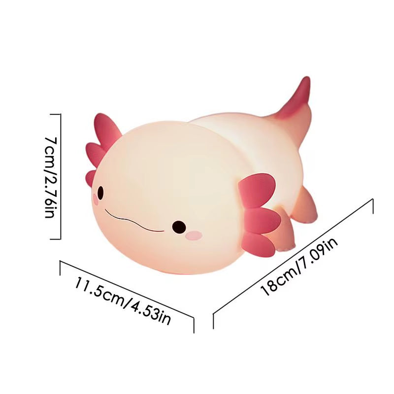 Nursery Axolotl Night Lamp Animal Silicone Nursery Night Lamp Cartoon Axolotl Bedside Night Lamp Bedroom Light for Kids Children