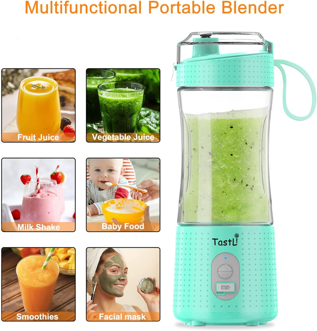 Portable Blender, Personal Mini Blender for Smoothies, Juice and Shakes, USB Rechargeable, Cordless (Sky Blue)