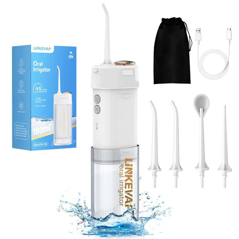 LINKEVAP Cordless Water Dental Flosser – Rechargeable Oral Irrigator for Deep Cleaning & Gum Care at Home or Travel