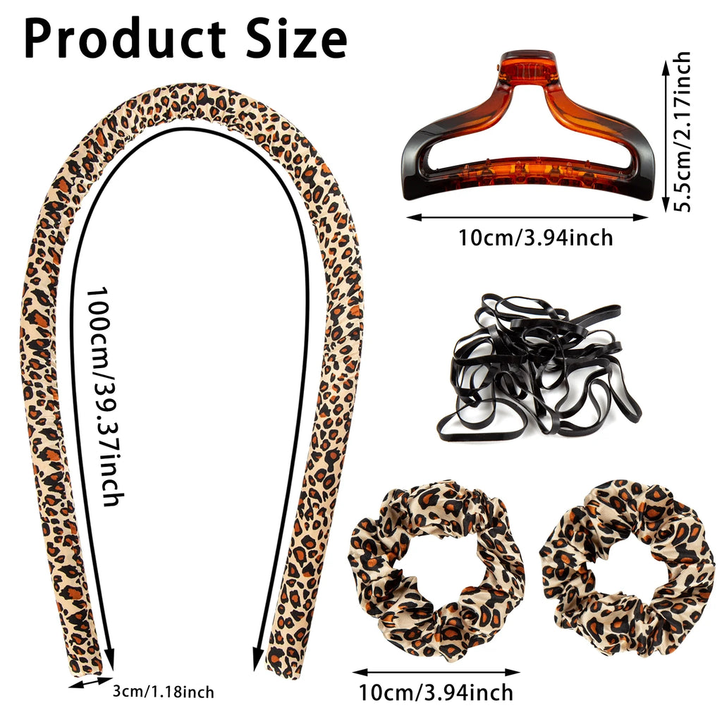 2Pcs Heatless Curling Set for Long Hair No Heat Curler Rod Headband Silk Ribbon Soft Foam Hair Rollers with Hair Clips Scrunchie Rubber Band