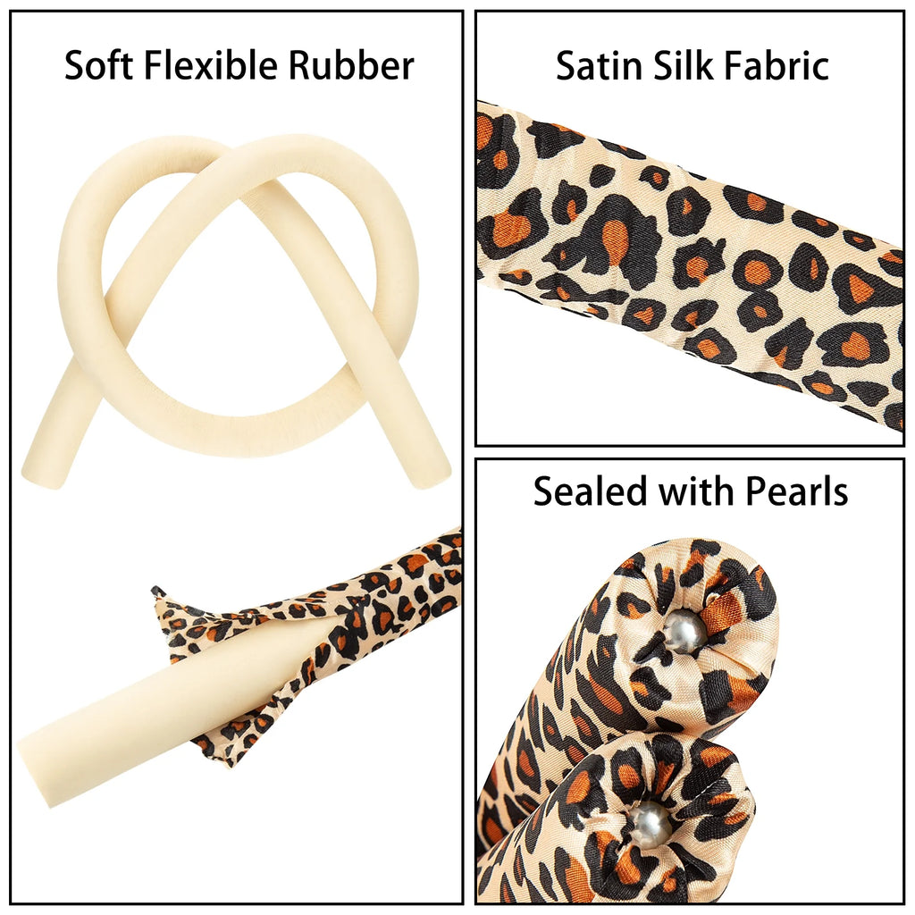 2Pcs Heatless Curling Set for Long Hair No Heat Curler Rod Headband Silk Ribbon Soft Foam Hair Rollers with Hair Clips Scrunchie Rubber Band