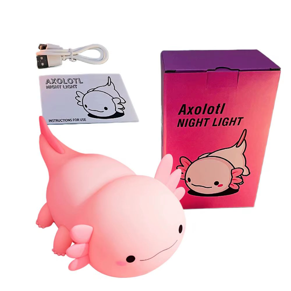 Nursery Axolotl Night Lamp Animal Silicone Nursery Night Lamp Cartoon Axolotl Bedside Night Lamp Bedroom Light for Kids Children