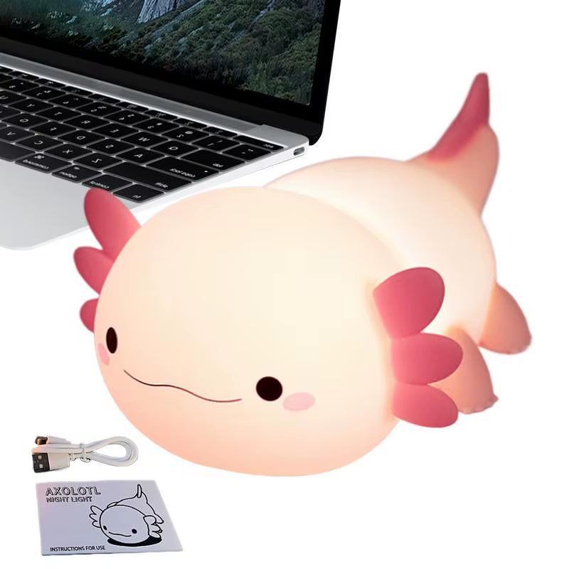 Nursery Axolotl Night Lamp Animal Silicone Nursery Night Lamp Cartoon Axolotl Bedside Night Lamp Bedroom Light for Kids Children
