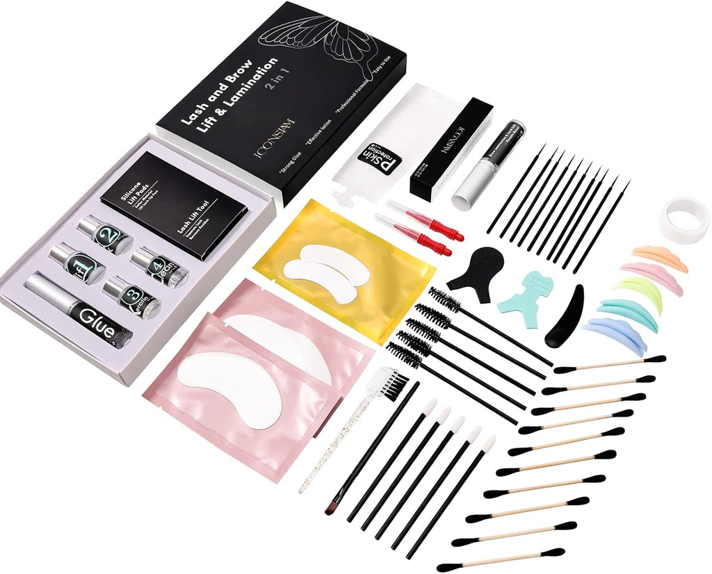 Eyelash Perm Kit Eyebrow Lamination Kit Professional Lash Lift Glue and Brow Lift Keratin Nutrition Long-Lasting 8 Weeks Friendly to Novices Can Use More than 10 Times at Salon.