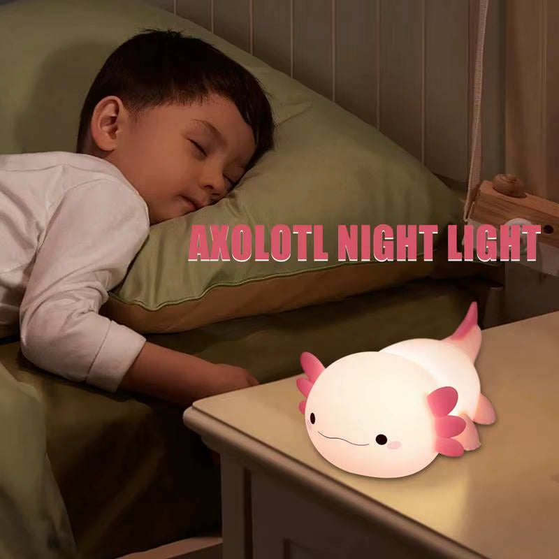 Nursery Axolotl Night Lamp Animal Silicone Nursery Night Lamp Cartoon Axolotl Bedside Night Lamp Bedroom Light for Kids Children