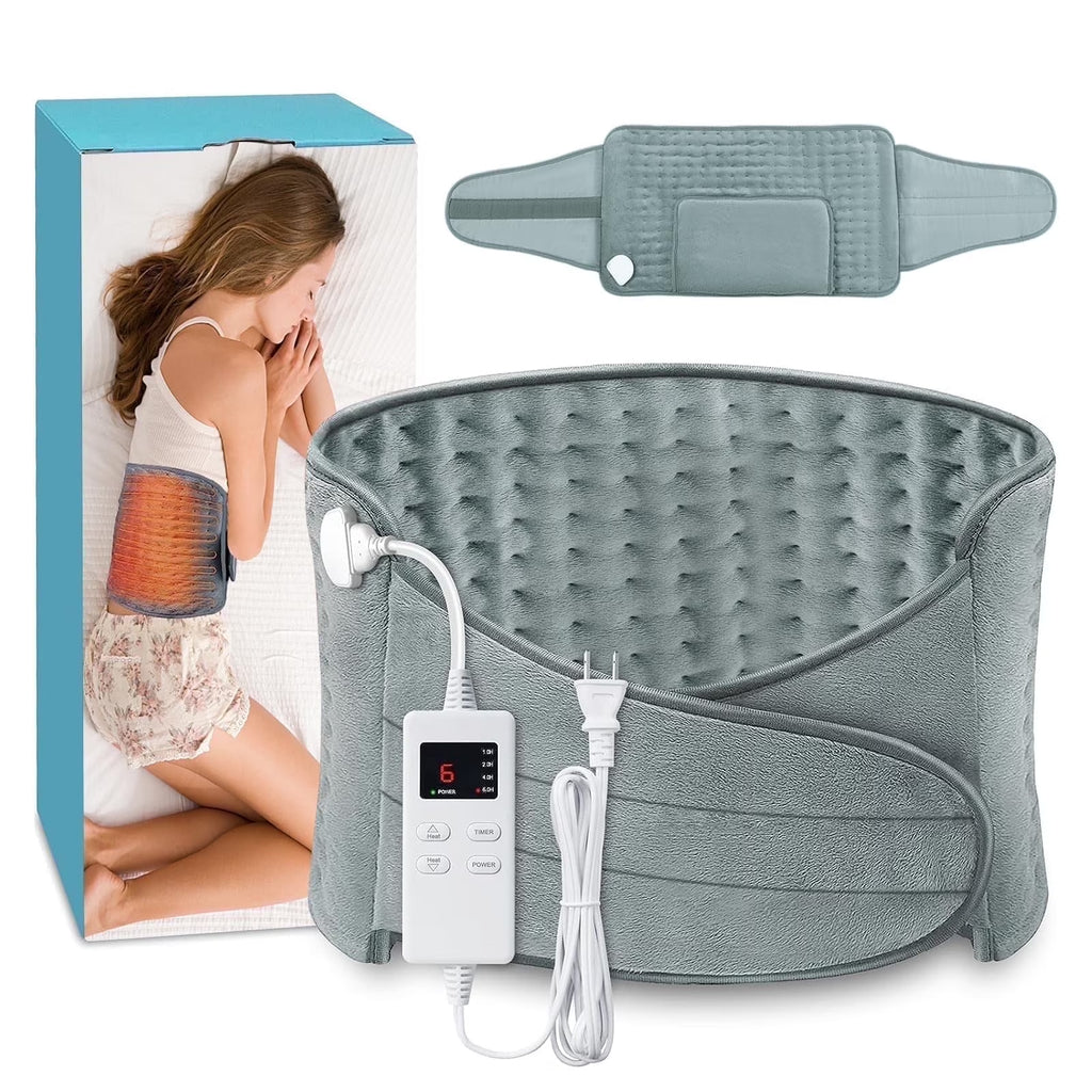 Heating Pad for Back Pain Relief Electric Heating Pad Wrap for Period Cramps Lower Back Neck Shoulders Pain Relief 3 Timer 5 Heat Setting & Auto Shut 12X24 Heated Pad + 20" Belt Adjustable