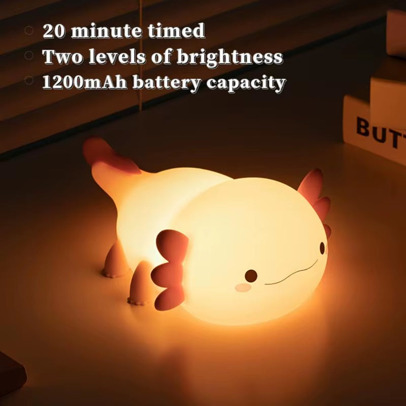 Nursery Axolotl Night Lamp Animal Silicone Nursery Night Lamp Cartoon Axolotl Bedside Night Lamp Bedroom Light for Kids Children