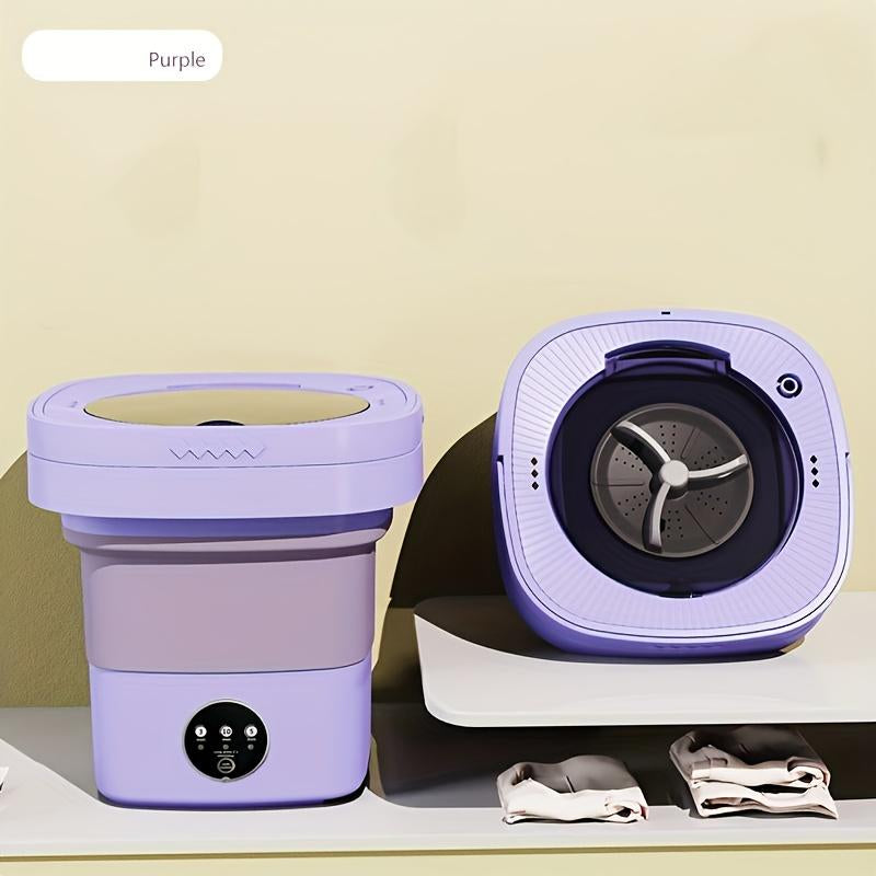 8L High-Capacity Foldable Washing Machine Compactportable Washing Bucket with Wash-And- Spin Functionautomatic Cleaning for Underwear and Socks Mini Washingmachine for Student Dorms Ideal for Small Spaces, Campingand Travel Dryer