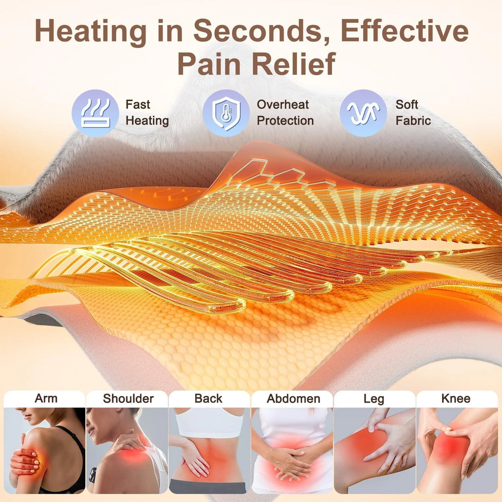 Heating Pad for Back Pain Relief Electric Heating Pad Wrap for Period Cramps Lower Back Neck Shoulders Pain Relief 3 Timer 5 Heat Setting & Auto Shut 12X24 Heated Pad + 20" Belt Adjustable