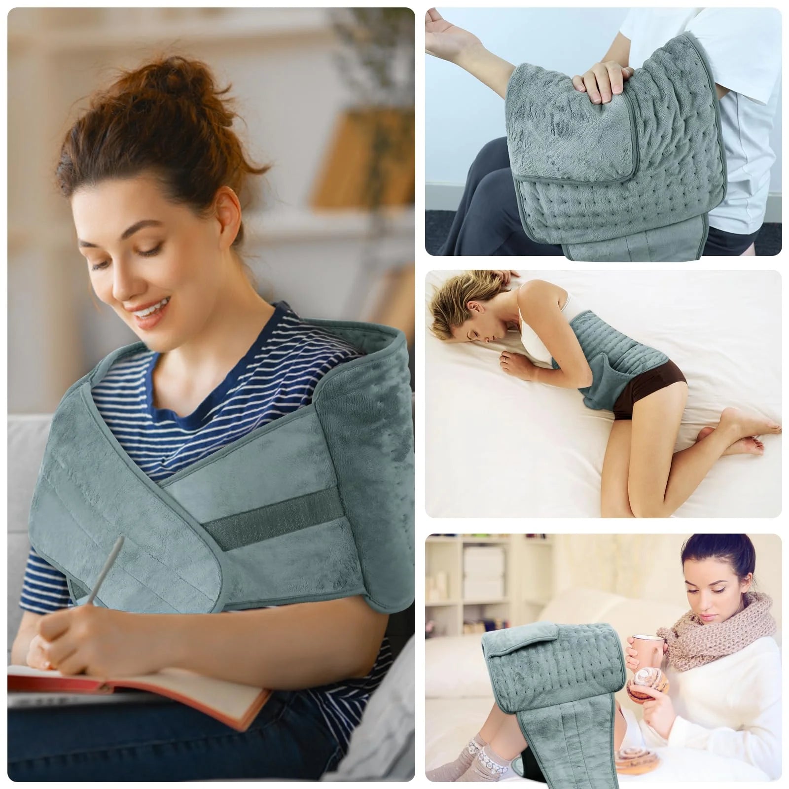 Heating Pad for Back Pain Relief Electric Heating Pad Wrap for Period Cramps Lower Back Neck Shoulders Pain Relief 3 Timer 5 Heat Setting & Auto Shut 12X24 Heated Pad + 20" Belt Adjustable